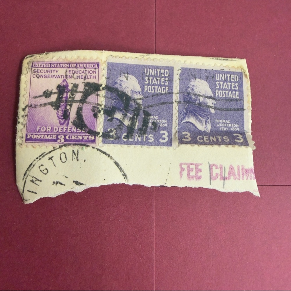 1930's Thomas Jefferson Purple 3 Cents US‎ Postage Stamp Used #C012